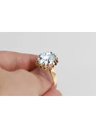 Pierścionek z żółtego 8k złota z Cyrkonią vrc035x-zi Klasyczny Vintage Art Deco Sowiecki ZSRR styl biżuterii